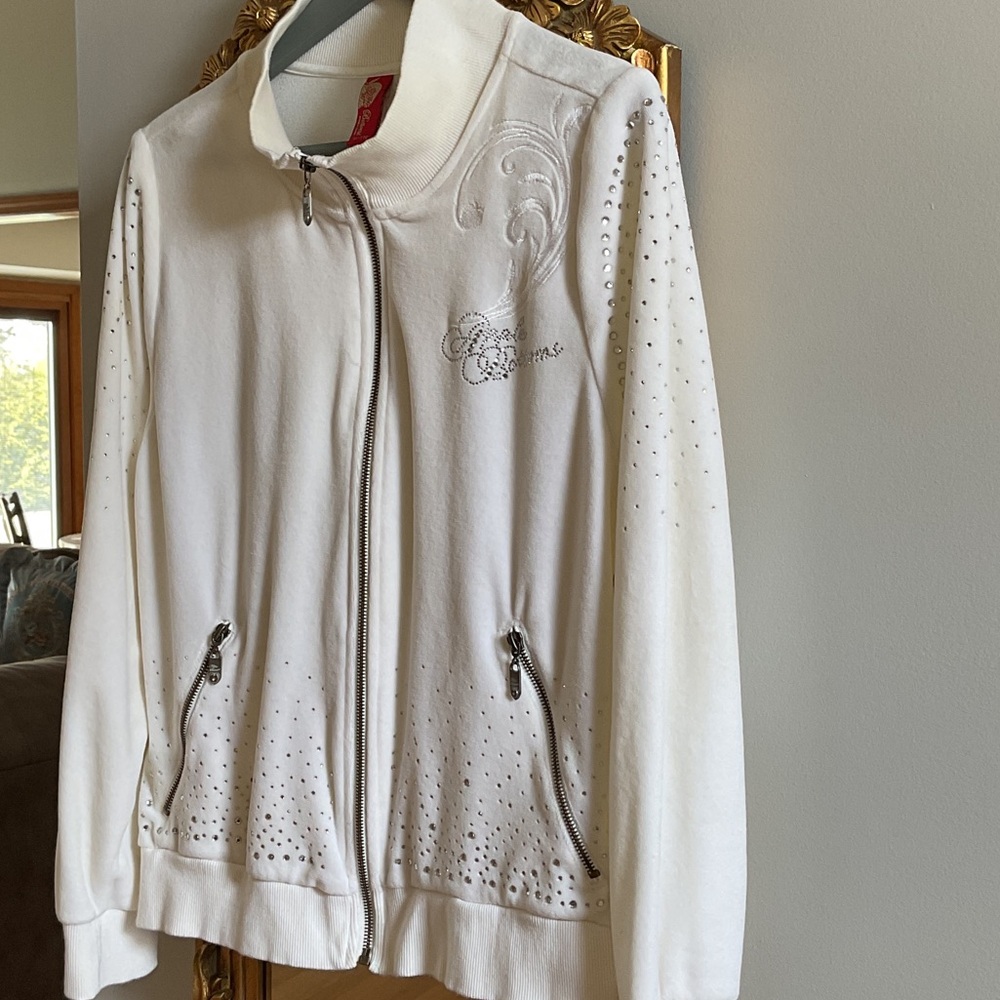 Apple Bottoms Cream White Plush Bomber Jacket L